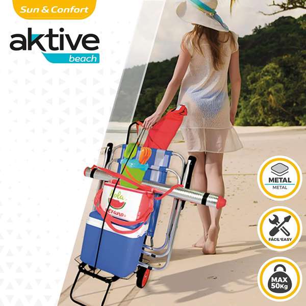 Color Baby - Chariot de transport multiusage plage, capacité 50 kg, dimensions 35 x 14 x 61 cm, métal Color Baby - Chariot de transport multiusage plage, capacité 50 kg, dimensions 35 x 14 x 61 cm, métal