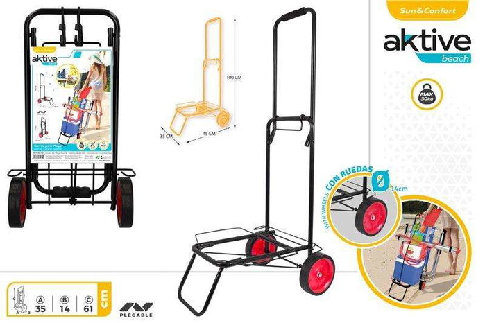Color Baby - Chariot de transport multiusage plage, capacité 50 kg, dimensions 35 x 14 x 61 cm, métal Color Baby - Chariot de transport multiusage plage, capacité 50 kg, dimensions 35 x 14 x 61 cm, métal