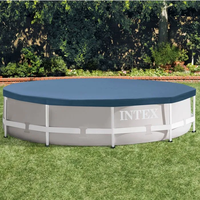 Intex 28030 - Bâche de protection pour piscine ronde 3,05 m, bleu, avec tamis d'écoulement et corde périphérique - Ø 3.05 m