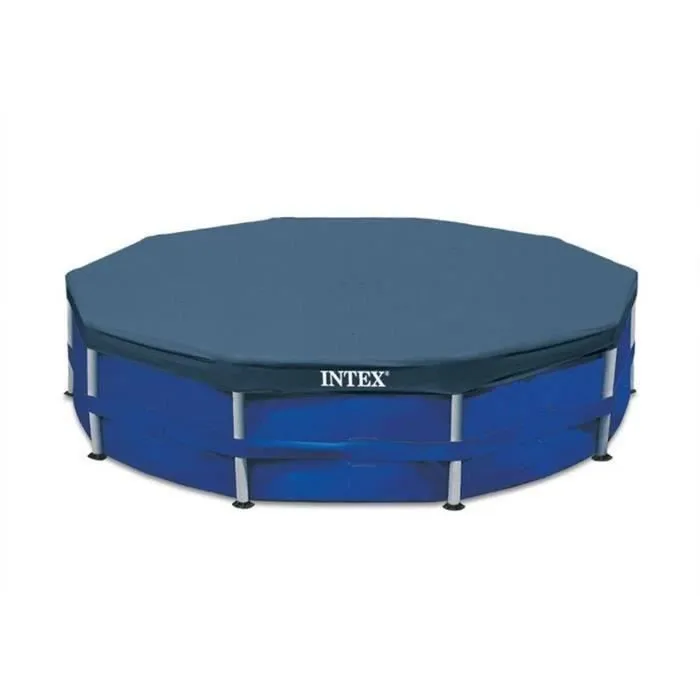Intex 28030 - Bâche de protection pour piscine ronde 3,05 m, bleu, avec tamis d'écoulement et corde périphérique - Ø 3.05 m