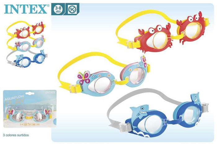 Intex Fun Goggles - Lunettes de natation enfant avec motifs amusants, pour 3 à 8 ans, modèles assortis, en plastique