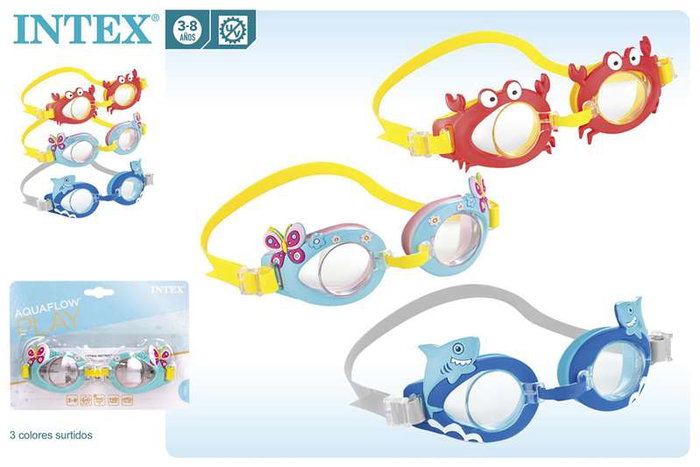 Intex Fun Goggles - Lunettes de natation enfant avec motifs amusants, pour 3 à 8 ans, modèles assortis, en plastique