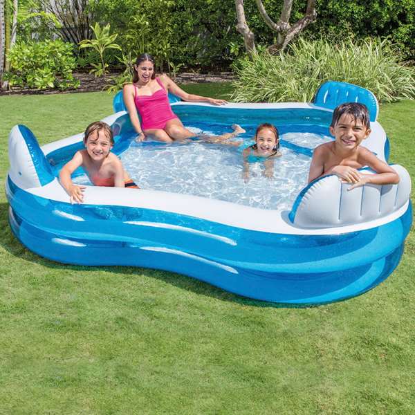 Intex - Piscine gonflable rectangulaire avec 4 sièges, capacité 990 litres, dimensions 229 x 229 x 66 cm, PVC