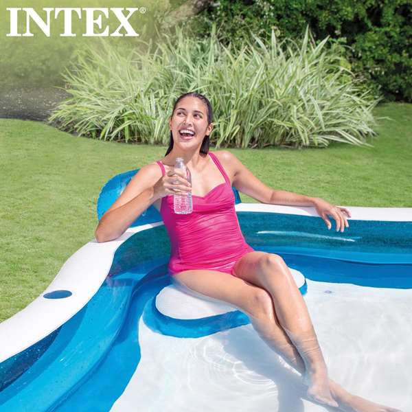 Intex - Piscine gonflable rectangulaire avec 4 sièges, capacité 990 litres, dimensions 229 x 229 x 66 cm, PVC