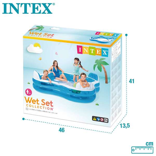 Intex - Piscine gonflable rectangulaire avec 4 sièges, capacité 990 litres, dimensions 229 x 229 x 66 cm, PVC