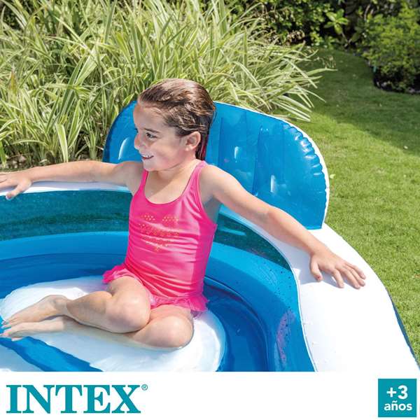 Intex - Piscine gonflable rectangulaire avec 4 sièges, capacité 990 litres, dimensions 229 x 229 x 66 cm, PVC