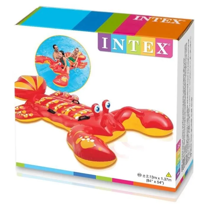 Intex Bouée Gonflable Homard à Chevaucher pour Enfants, Jeu de Piscine avec 4 Poignées, Vinyle Résistant, Vert et Rouge