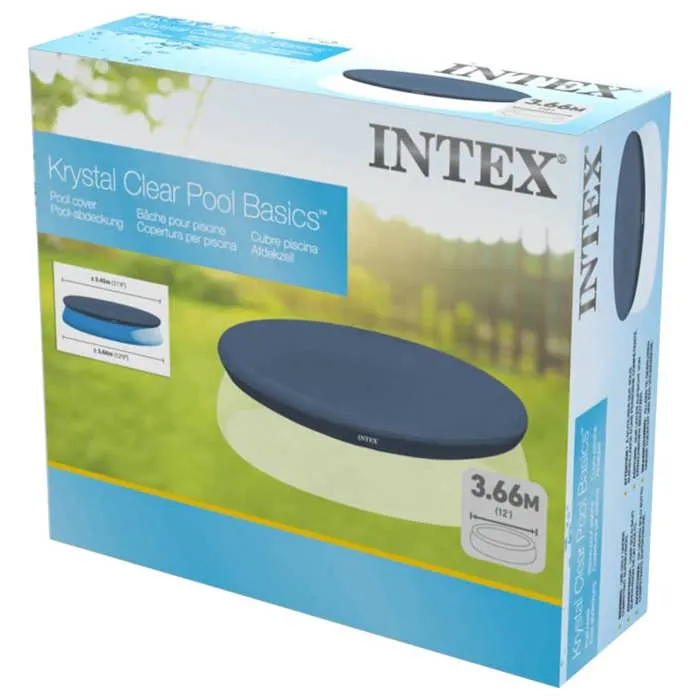 Intex Bâche de Protection pour Piscine Ronde Autoportante, Diamètre 3.66 m (366 cm), PVC 120 Microns, Kit de Réparation Inclus - Réf. 28030 Intex Bâche de Protection pour Piscine Ronde Autoportante, Diamètre 3.66 m (366 cm), PVC 120 Microns, Kit de Réparation Inclus - Réf. 28030