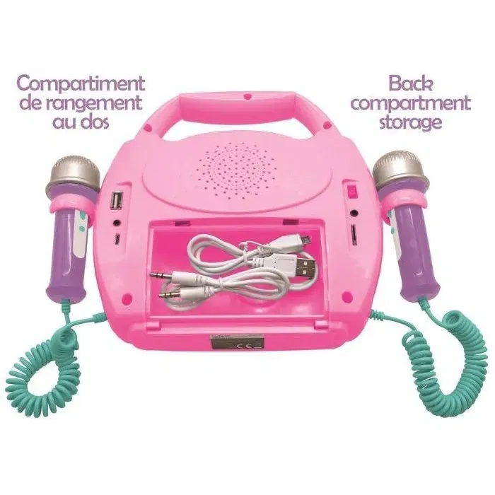 Lexibook Enceinte Bluetooth Licorne - Effets Lumineux Multicolores, Micros pour Karaoké, Prise AUX/USB/TF, Batterie Rechargeable