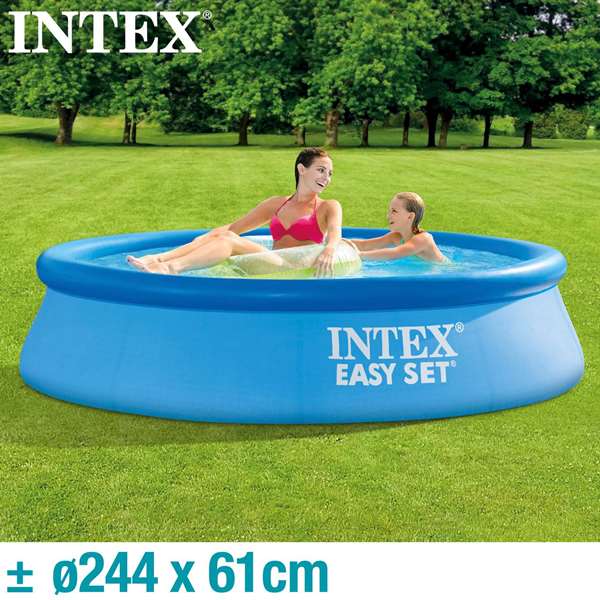 Intex Piscine gonflable Easy Set ronde, capacité 1942 L, pour 6 ans et plus, dimensions 244 x 61 cm, PVC