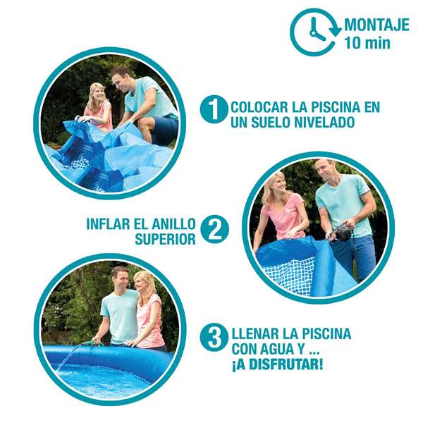 Intex Piscine gonflable Easy Set ronde, capacité 1942 L, pour 6 ans et plus, dimensions 244 x 61 cm, PVC