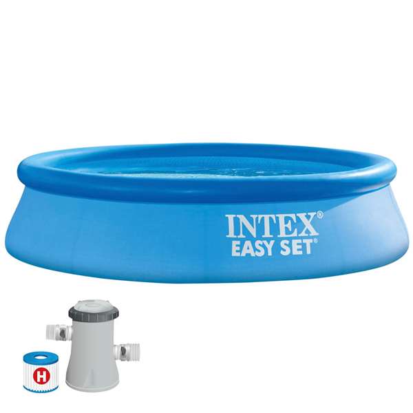 Intex - Piscine gonflable ronde Easy Set avec filtre pompe, capacité 1942 litres, 244 x 61 cm