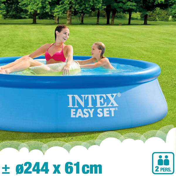 Intex - Piscine gonflable ronde Easy Set avec filtre pompe, capacité 1942 litres, 244 x 61 cm