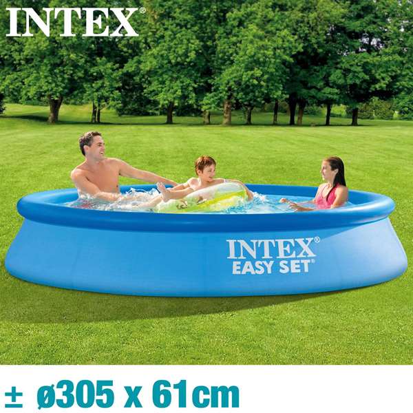 Intex Piscine gonflable ronde Easy Set, 305 cm de diamètre x 61 cm de hauteur, capacité 3077 litres, PVC, pour enfants à partir de 6 ans