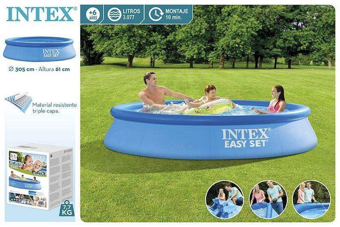 Intex Piscine gonflable ronde Easy Set, 305 cm de diamètre x 61 cm de hauteur, capacité 3077 litres, PVC, pour enfants à partir de 6 ans