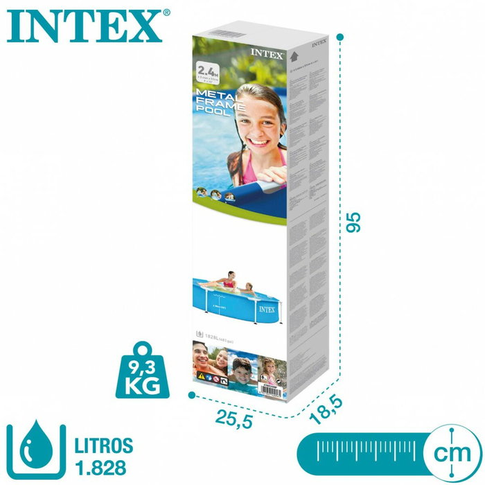 Intex Piscine Hors Sol Tubulaire Metal Frame Ronde Turquoise 244 x 51 cm