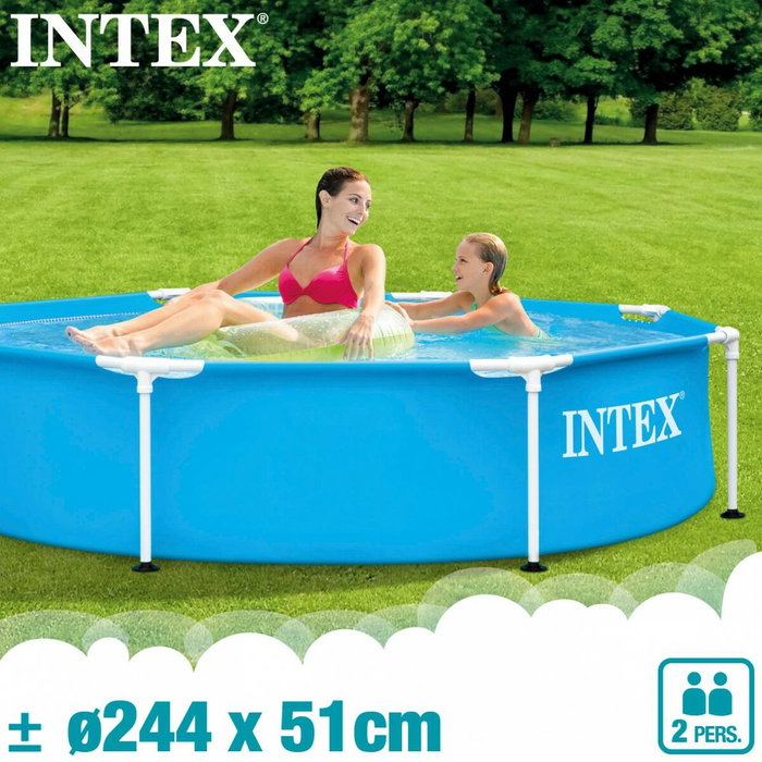 Intex Piscine Hors Sol Tubulaire Metal Frame Ronde Turquoise 244 x 51 cm