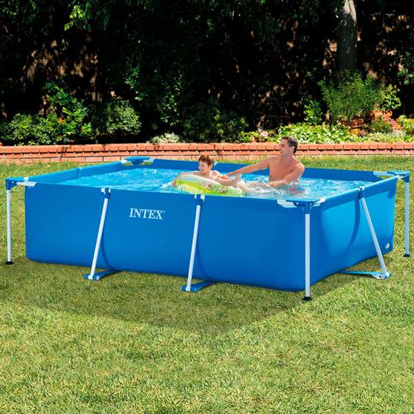 Intex - Piscine rectangulaire démontable 300 x 200 x 75 cm, Capacité 3834 litres, Pour +6 ans, PVC, Acier, Aluminium, PET, PP