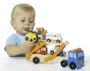 Molto Camion de pompiers en bois avec 6 véhicules, jeu de construction pour enfants