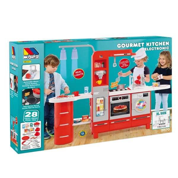 Molto Cuisine de jeu électronique Gourmet avec robinet, lumières et sons, 113x150x36 cm, espagnol/anglais