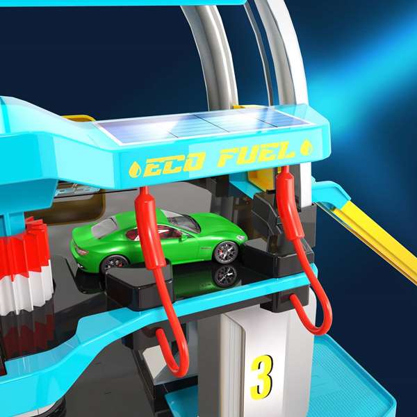 Molto - Parking Future 6 étages 152 cm avec héliport et ascenseur automatique - Jeu de stationnement - Figurines et véhicules inclus - À partir de 3 ans