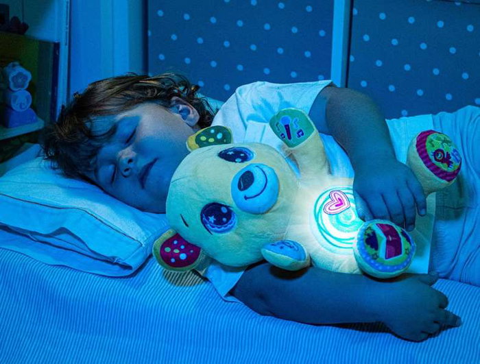 Molto Osito interactif ours en peluche avec lumière et sons, conteur d'histoires et enregistreur 24 cm, jouet éducatif en espagnol et anglais