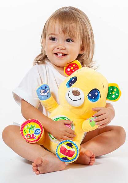 Molto Osito interactif ours en peluche avec lumière et sons, conteur d'histoires et enregistreur 24 cm, jouet éducatif en espagnol et anglais
