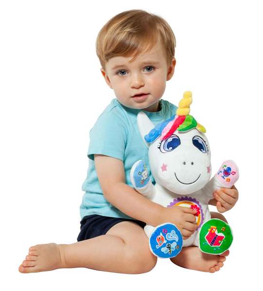 Molto - Peluche Licorne interactive Gusy lumière 24 cm avec lumières, sons, conteuse et enregistreur, pour enfants