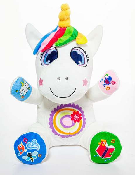 Molto - Peluche Licorne interactive Gusy lumière 24 cm avec lumières, sons, conteuse et enregistreur, pour enfants