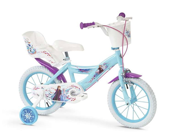 Huffy Bicicleta Frozen - Vélo pour enfant 14 pouces, pour 4 à 6 ans, cadre en fer, coloris bleu