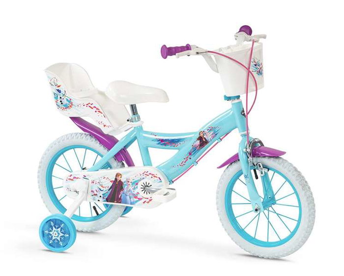 Huffy Bicicleta Frozen - Vélo pour enfant 14 pouces, pour 4 à 6 ans, cadre en fer, coloris bleu
