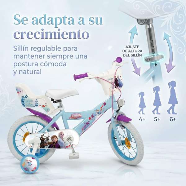 Huffy Bicicleta Frozen - Vélo pour enfant 14 pouces, pour 4 à 6 ans, cadre en fer, coloris bleu