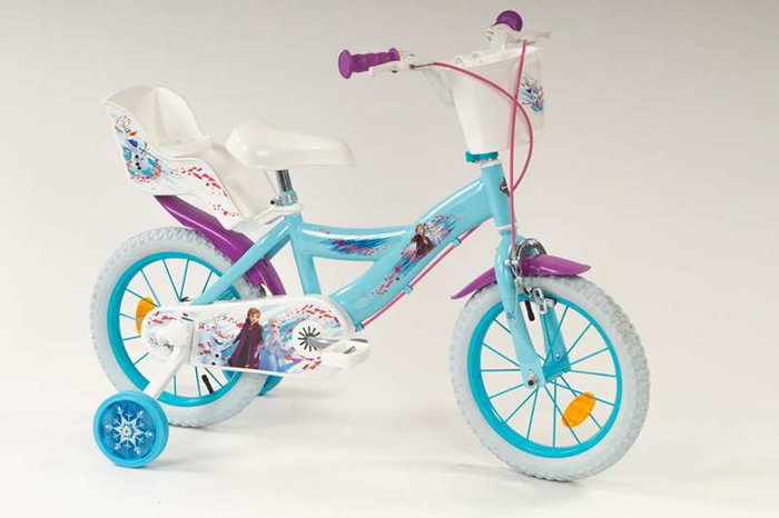 Huffy Bicicleta Frozen - Vélo pour enfant 14 pouces, pour 4 à 6 ans, cadre en fer, coloris bleu