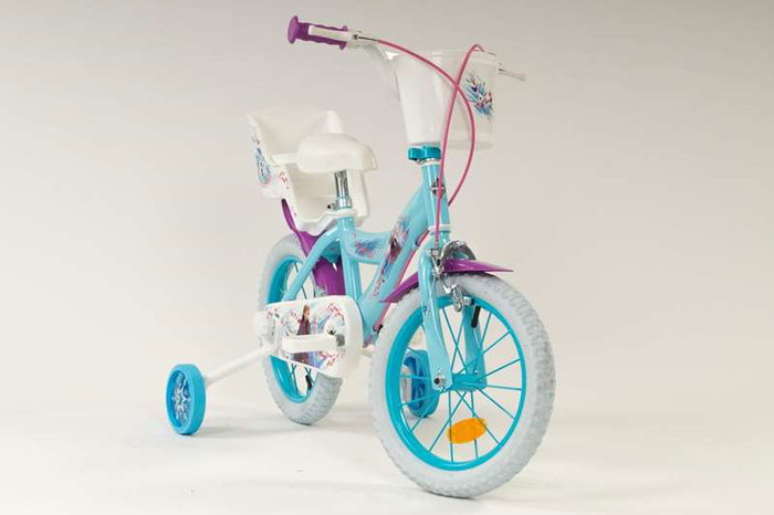 Huffy Bicicleta Frozen - Vélo pour enfant 14 pouces, pour 4 à 6 ans, cadre en fer, coloris bleu
