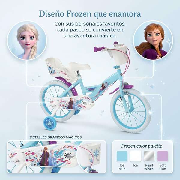 Huffy Bicicleta Frozen 16" pour enfants 5 à article ans - Bicyclette à roues de 16 pouces, coloris bleu Huffy Bicicleta Frozen 16" pour enfants 5 à article ans - Bicyclette à roues de 16 pouces, coloris bleu