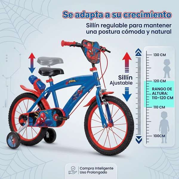 Huffy Bicicleta Spiderman - Vélo enfant 16 pouces pour 5 à建设和8 ans, thème Spider-Man