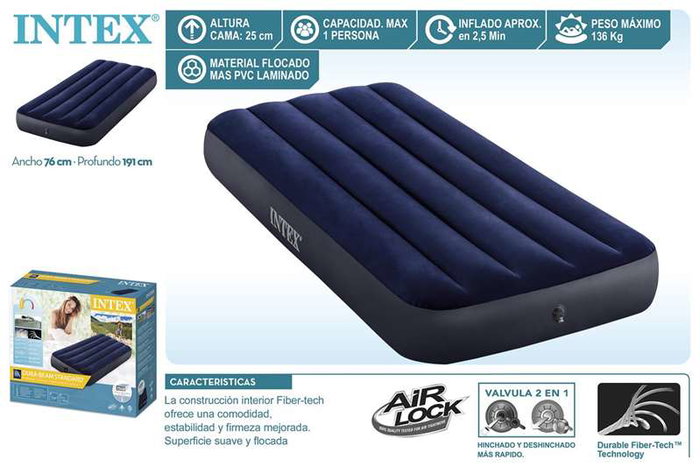 Intex Colchon Flocado Dura-Beam Standard Classic Downy - 76x191x25 cm - Matelas PVC