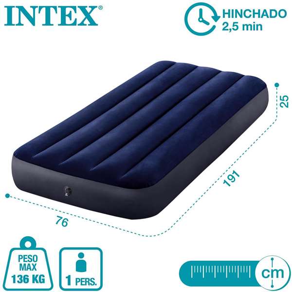 Intex Colchon Flocado Dura-Beam Standard Classic Downy - 76x191x25 cm - Matelas PVC