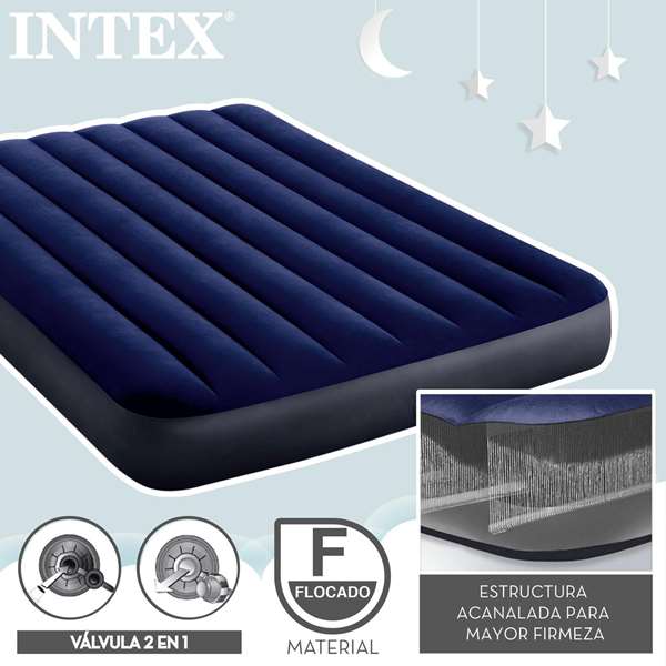 Intex Matelas Gonflable Classic Downy 137 x 191 x 25 cm