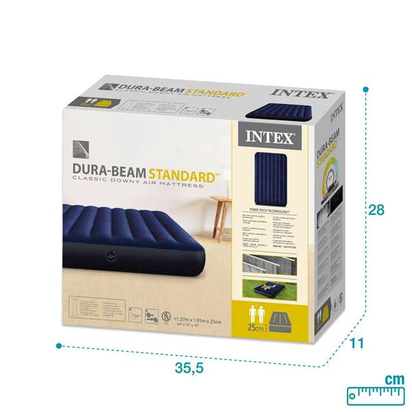 Intex Matelas Gonflable Classic Downy 137 x 191 x 25 cm