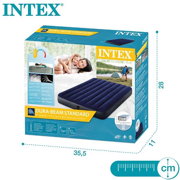 Intex Matelas Gonflable Classic Downy 137 x 191 x 25 cm