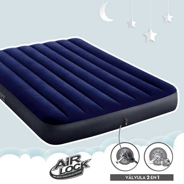 Intex Matelas Gonflable Classic Downy 137 x 191 x 25 cm