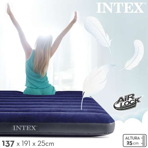 Intex Matelas Gonflable Classic Downy 137 x 191 x 25 cm