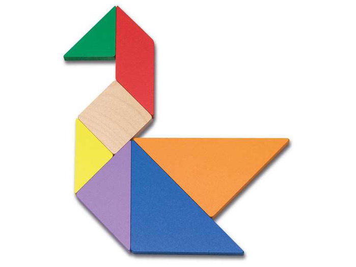Cayro Tangram en Bois de Couleurs, Jeu de Réflexion dans Boîte Métal 15x15x3 cm, À partir de 5 ans