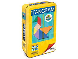 Cayro Tangram en Bois de Couleurs, Jeu de Réflexion dans Boîte Métal 15x15x3 cm, À partir de 5 ans