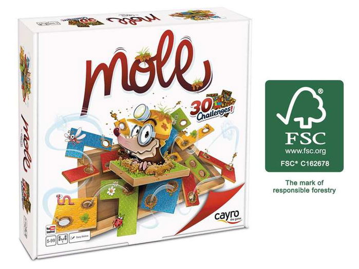 Cayro - Jeu de taupes en bois et carton - Juego Mole - Aide la taupe à sortir du jardin - 24x24x5 cm Cayro - Jeu de taupes en bois et carton - Juego Mole - Aide la taupe à sortir du jardin - 24x24x5 cm
