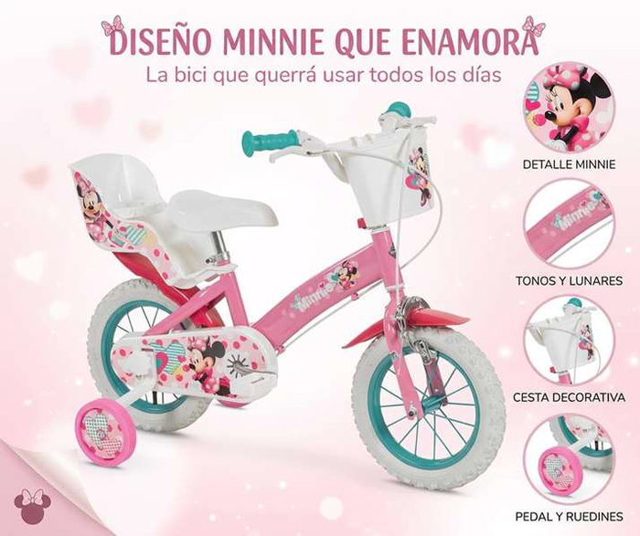 Huffy Bicicleta Minnie 12" - Vélo enfant fille 3 à 5 ans - Rosa - Matériel : fer