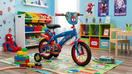 Huffy Bicicleta Spiderman - Vélo pour enfant avec roues de 12 pouces, âge 3 à 5 ans