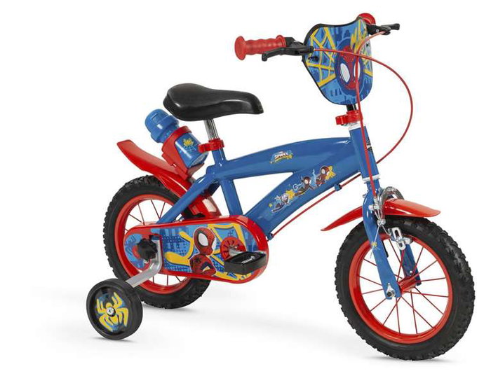 Huffy Bicicleta Spiderman - Vélo pour enfant avec roues de 12 pouces, âge 3 à 5 ans