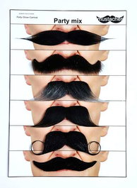 My Other Me - Lot de 6 Moustaches Taille Unique - Accessoires de Déguisement Multicolores